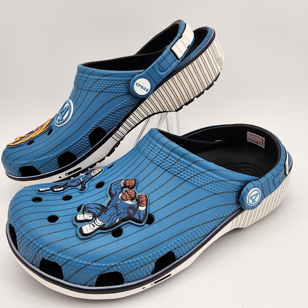 Crocs Clogs Mens 8 Blue Marvel Fantastic Four Jibbitz Classic Clog NWT